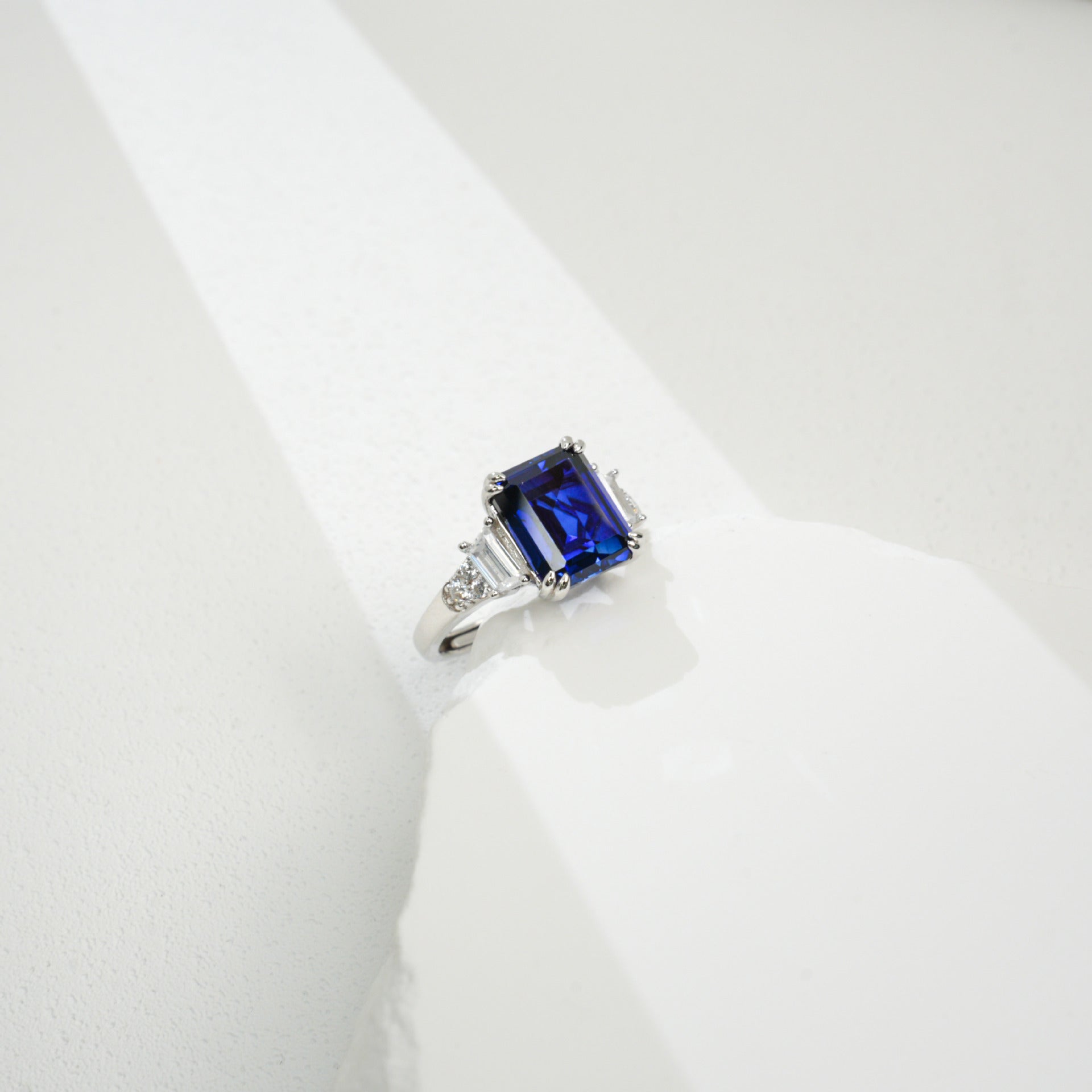 Sterling Silver Lab Sapphire Ring, Versatile Unique Design - Photo 5