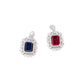 S925 Sterling Silver Lab Sapphire Necklace Square Premium - Photo 5