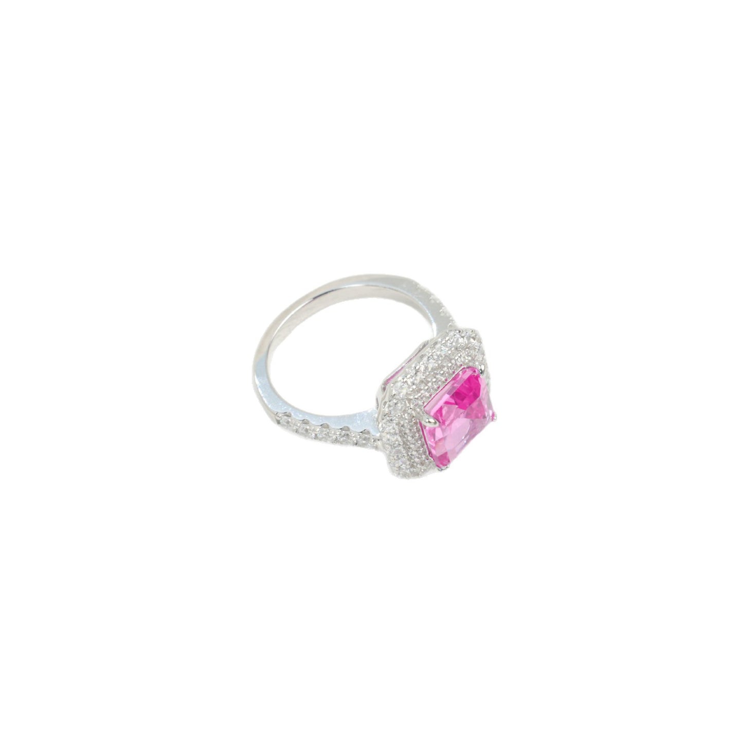 925 Sterling Silver Lab Padparadscha Ring, Unique Trendy - Photo 5