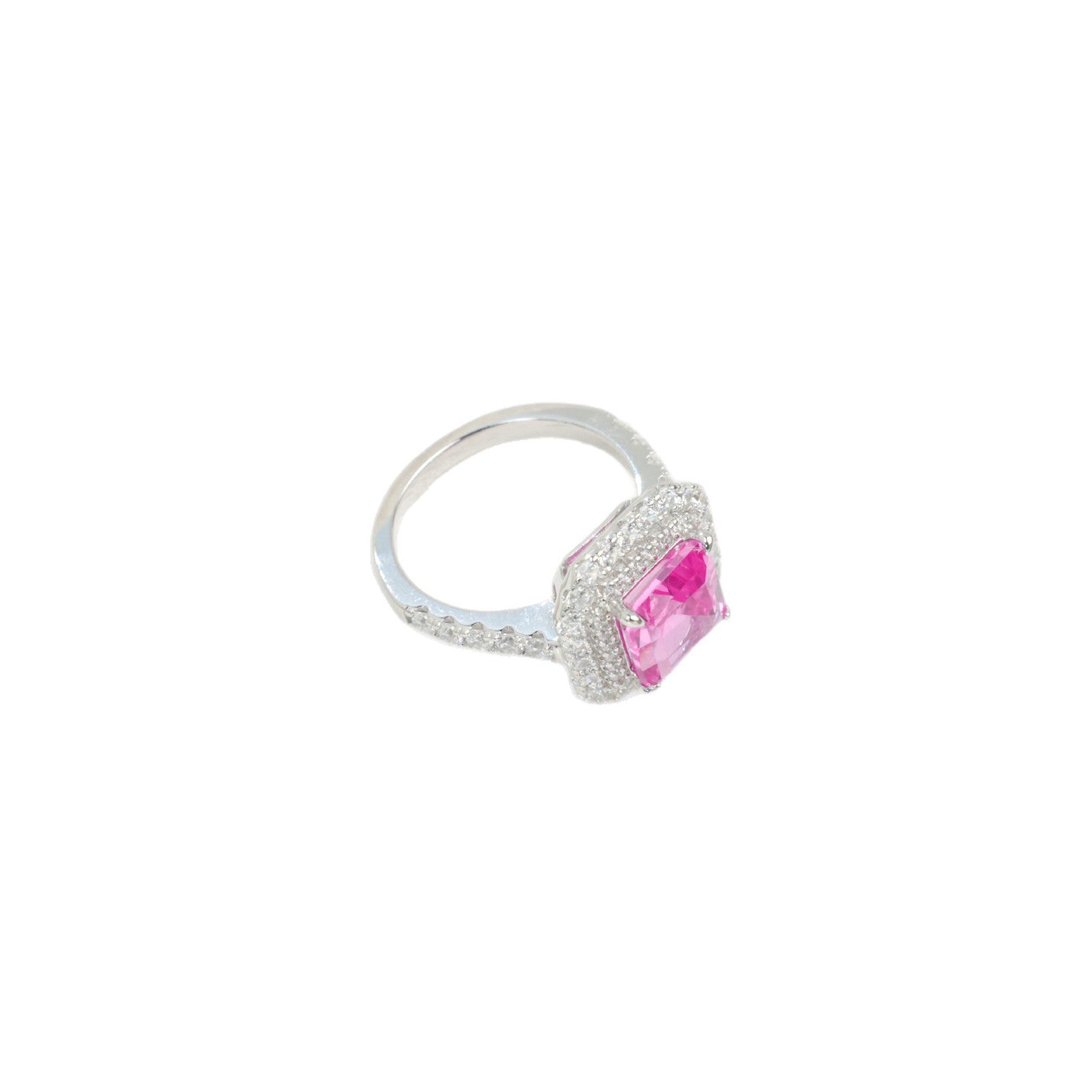 925 Sterling Silver Lab Padparadscha Ring, Unique Trendy - Photo 5