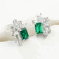 925 Sterling Silver Lab Emerald Square Stud Earrings, Princess Premium Vintage - Photo 1