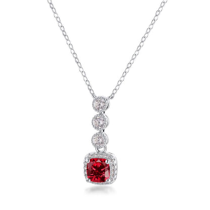925 Sterling Silver Lab Ruby Cushion Necklace, Gentle Versatile - Photo 5
