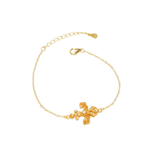 925 Sterling Silver Yellow-Gold Plated Lab Diamond Bracelet, Classic Unisex - Photo 1