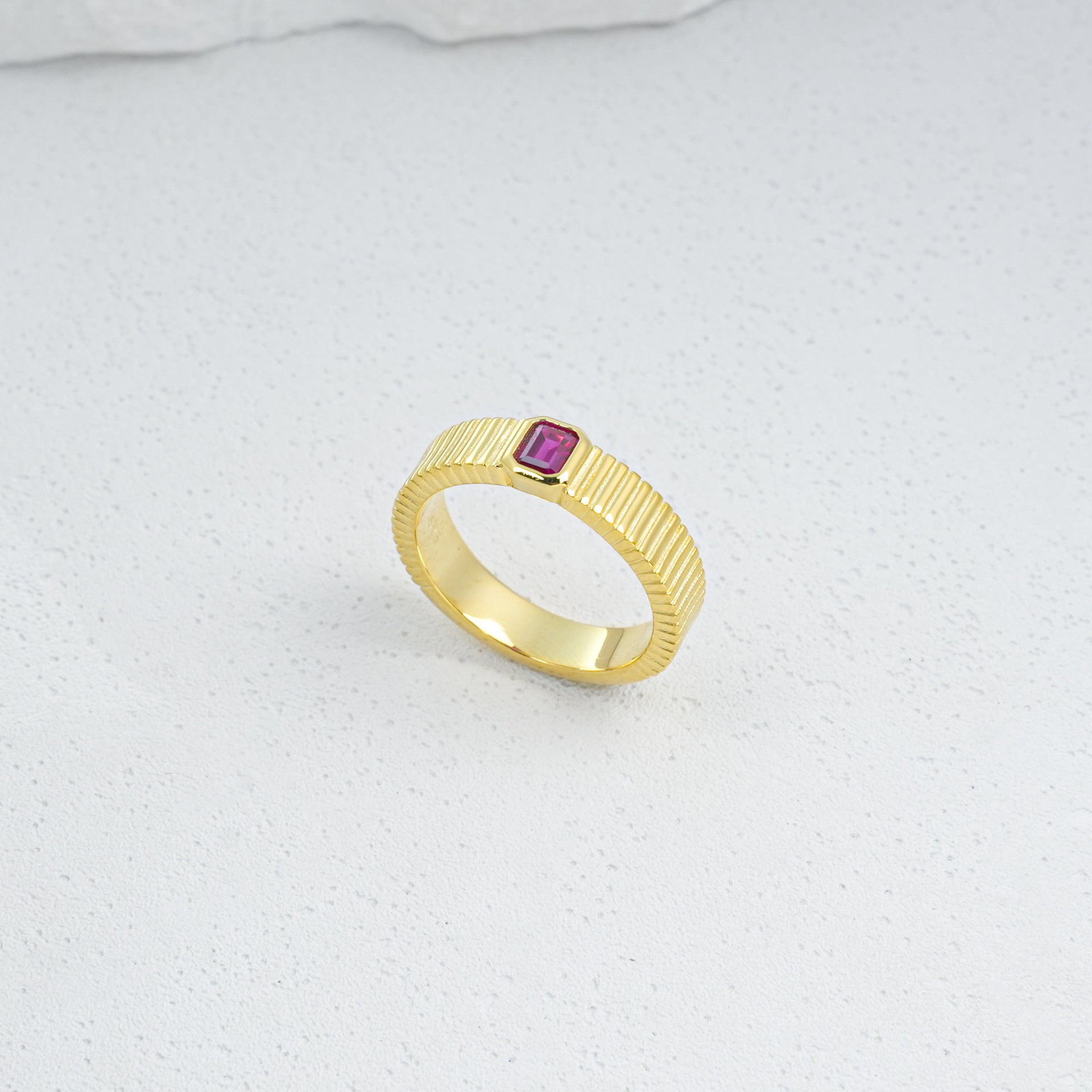 S925 Silver Lab Ruby Vertical Gear Ring, Cushion Ring Anniversary - Photo 4