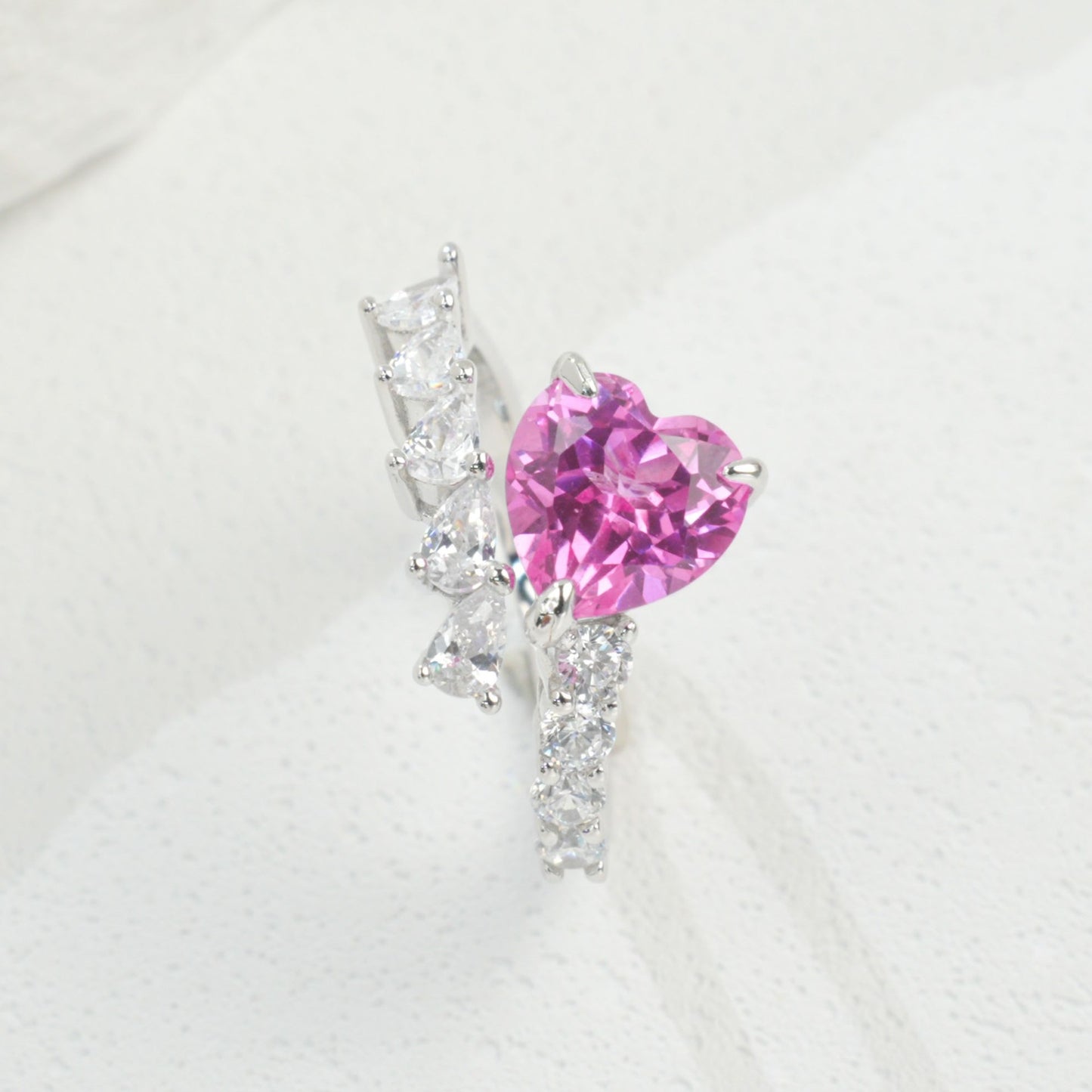 925 Sterling Silver Lab Padparadscha Ring, Vintage Luxurious - Photo 2