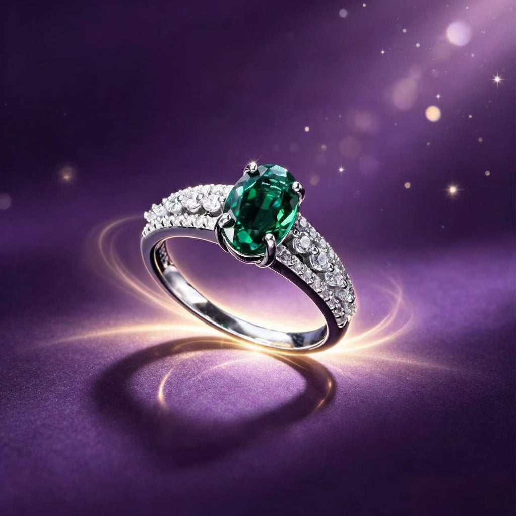 925 Sterling Silver Lab Emerald Ring for Women, Versatile Trendy Gift - Photo 1