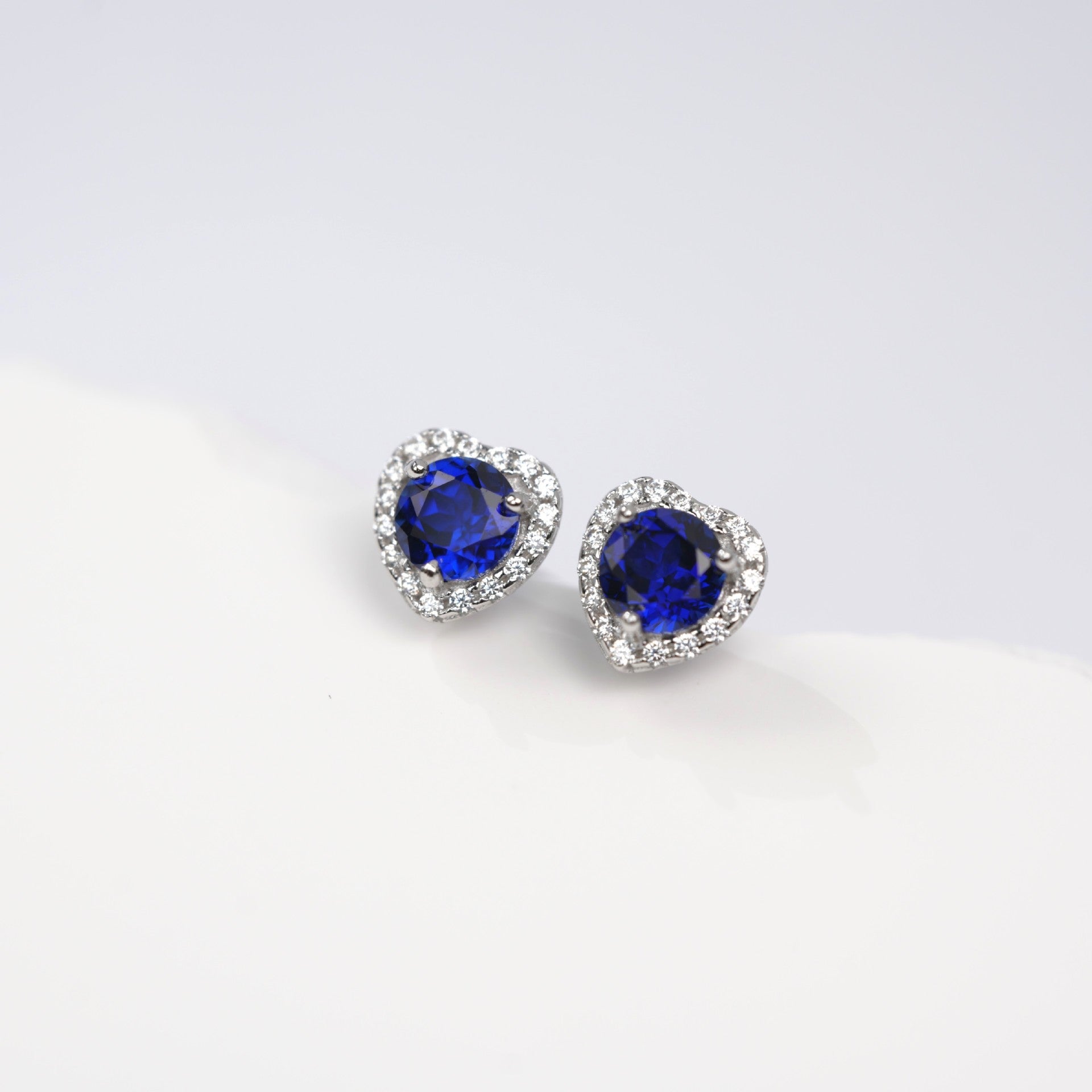 925 Sterling Silver Lab Sapphire Heart Earrings, Live-Hot for Women - Photo 3