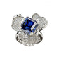 S925 Sterling Silver Lab Sapphire Geometric Ring, Premium Vintage for Women - Photo 1