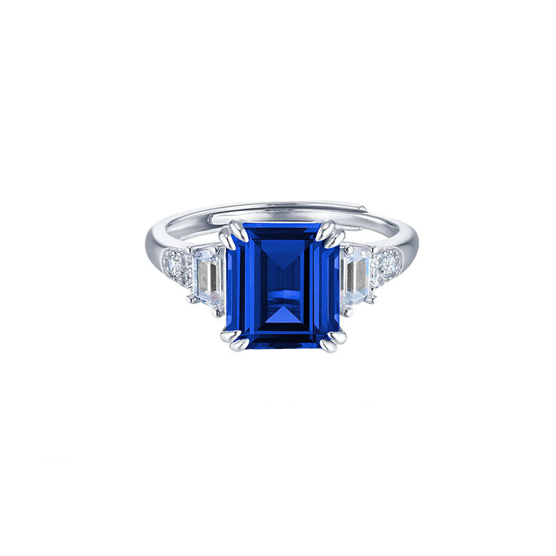 Sterling Silver Lab Sapphire Ring, Versatile Unique Design - Photo 1