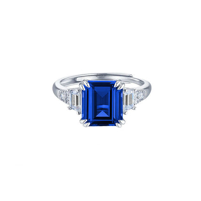 Sterling Silver Lab Sapphire Ring, Versatile Unique Design - Photo 1