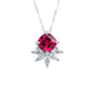925 Sterling Silver Lab Ruby Flower Choker Necklace, Designer Versatile for Women - Photo 5