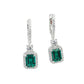 925 Sterling Silver Lab Emerald Square Earrings, French Vintage - Photo 5