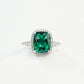S925 Sterling Silver Lab Emerald Cushion Ring, Versatile Valentine Birthday for Girlfriend - Photo 5
