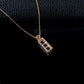 S925 Silver Rose Gold Long Sapphire Simple Geometric Pendant, White-Collar Versatile Accessory - Photo 4