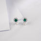 S925 Sterling Silver Lab Emerald Earrings, Simple - Photo 5