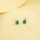 925 Sterling Silver Lab Emerald Square Earrings, Premium Delicate for Women - Photo 2