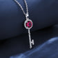 925 Sterling Silver Lab Ruby Key Pendant Choker Necklace, Versatile - Photo 3