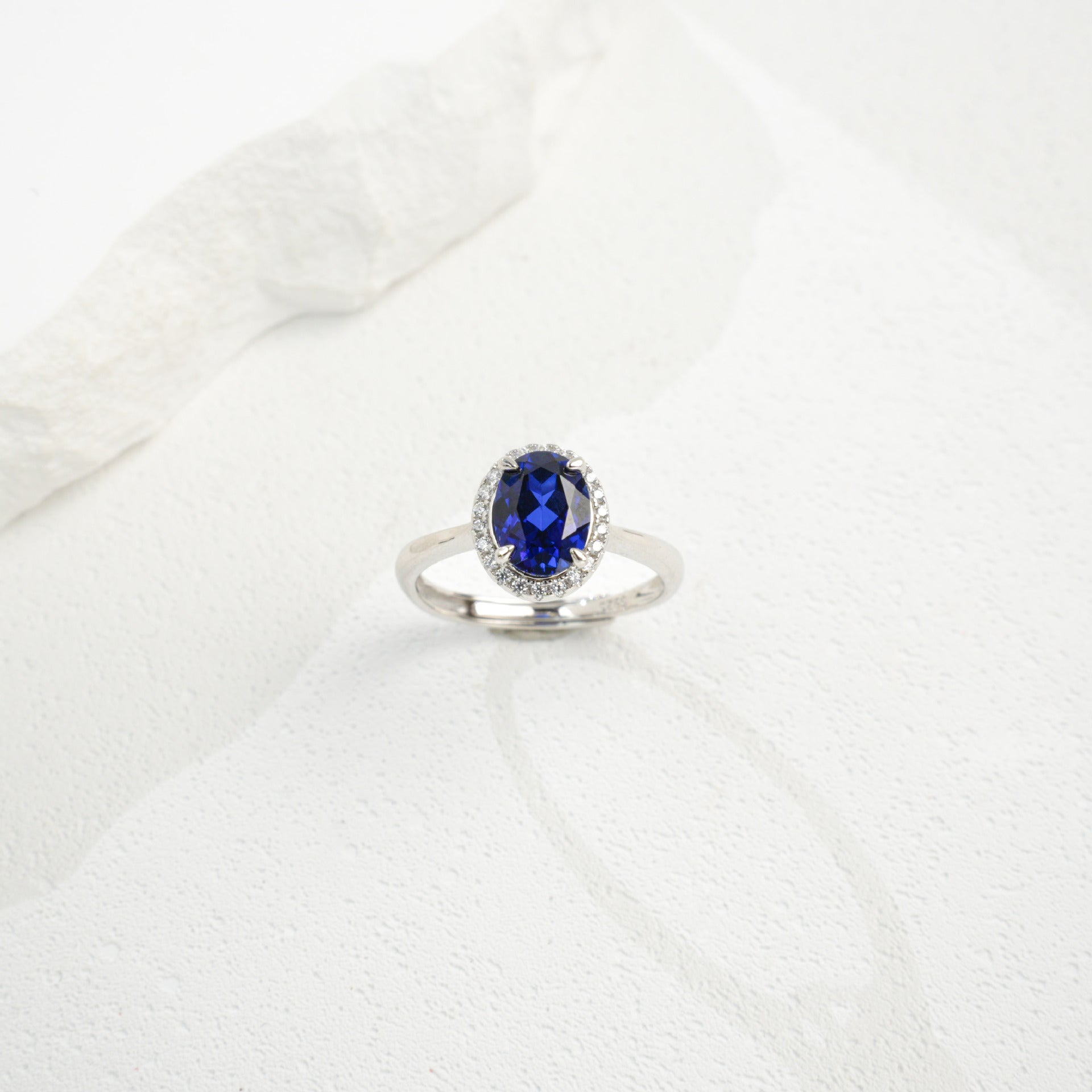 S925 Sterling Silver Lab Sapphire Ring, Premium Designer - Photo 3