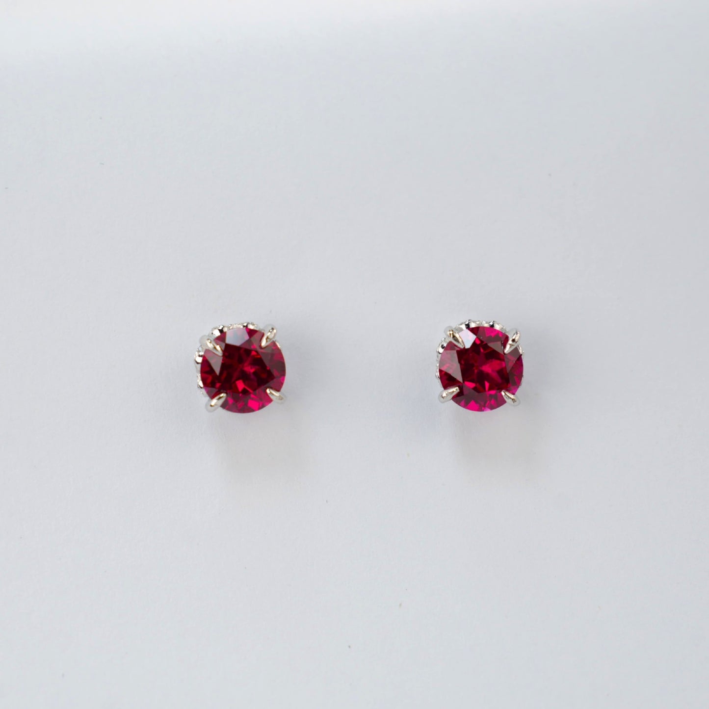 S925 Silver Ruby Stud Earrings, Elegant Versatile Trendy - Photo 4