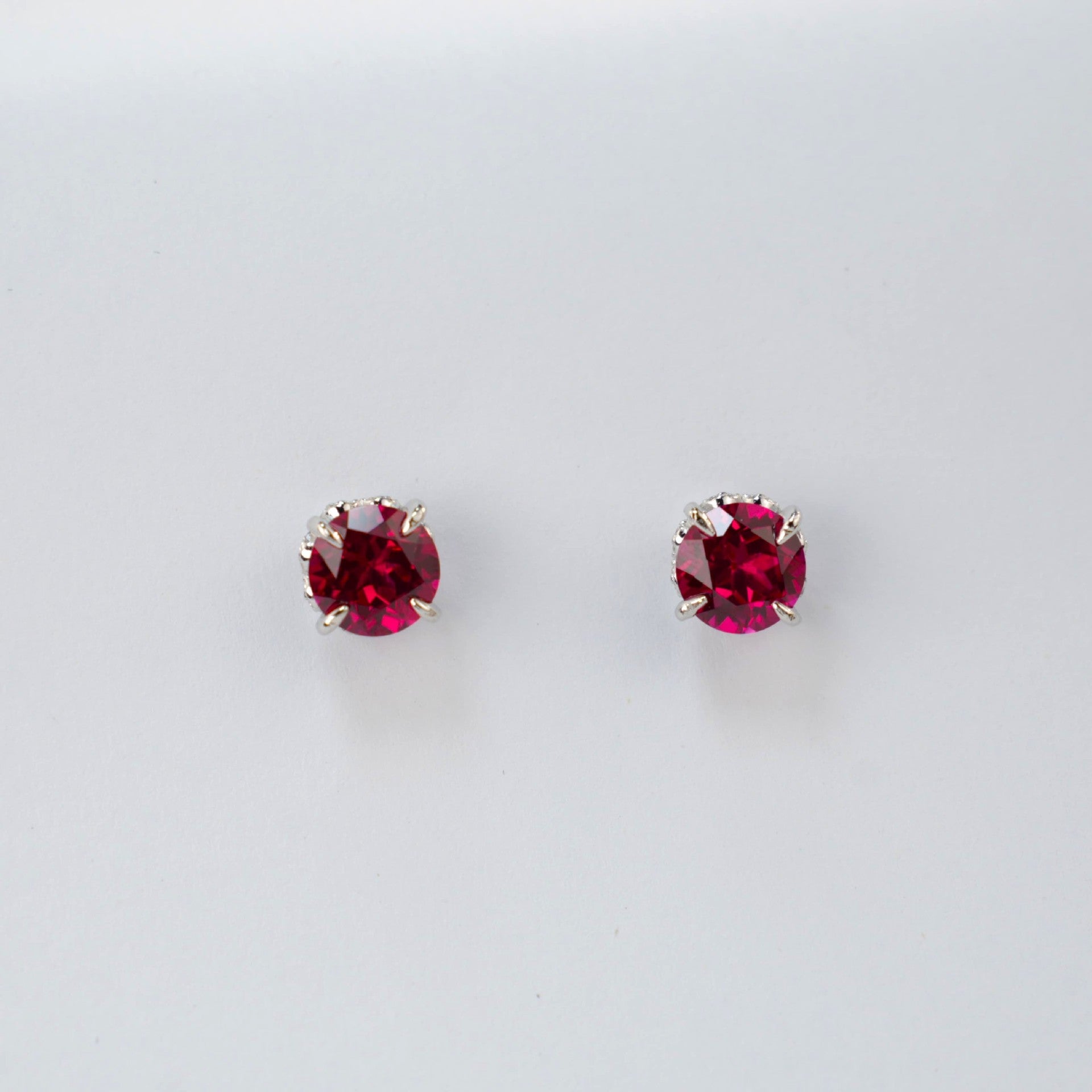 S925 Silver Ruby Stud Earrings, Elegant Versatile Trendy - Photo 4