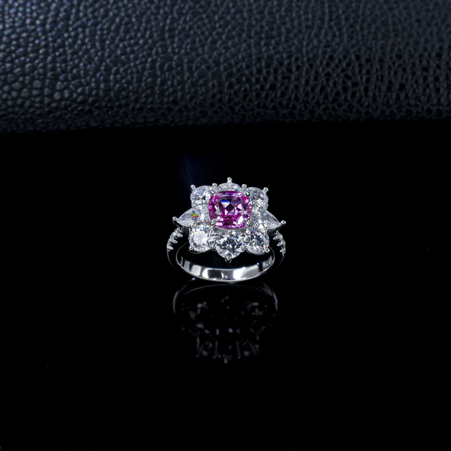 S925 Sterling Silver Lab Padparadscha Pink Sapphire Ring, Vintage Premium for Women - Photo 3