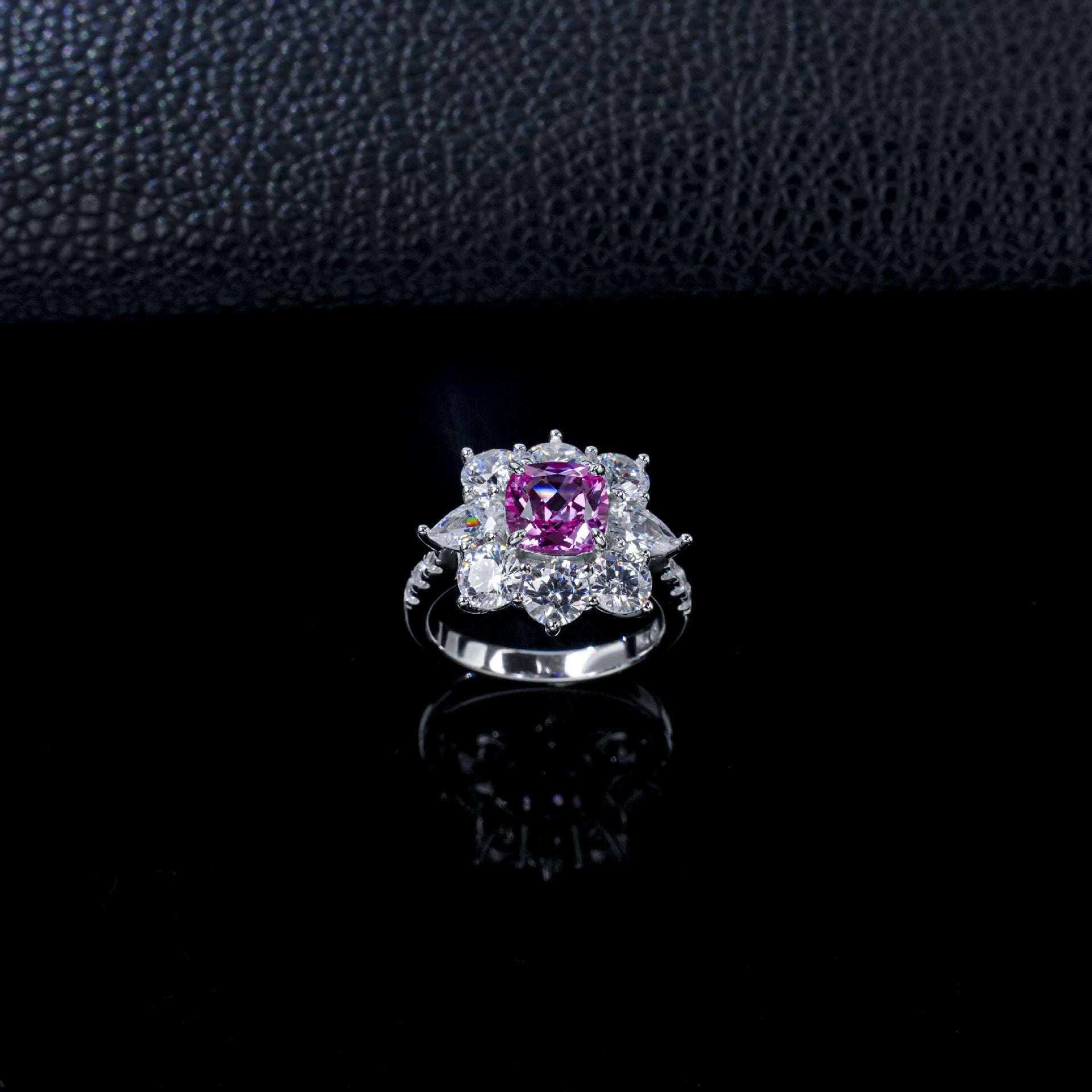 S925 Sterling Silver Lab Padparadscha Pink Sapphire Ring, Vintage Premium for Women - Photo 3