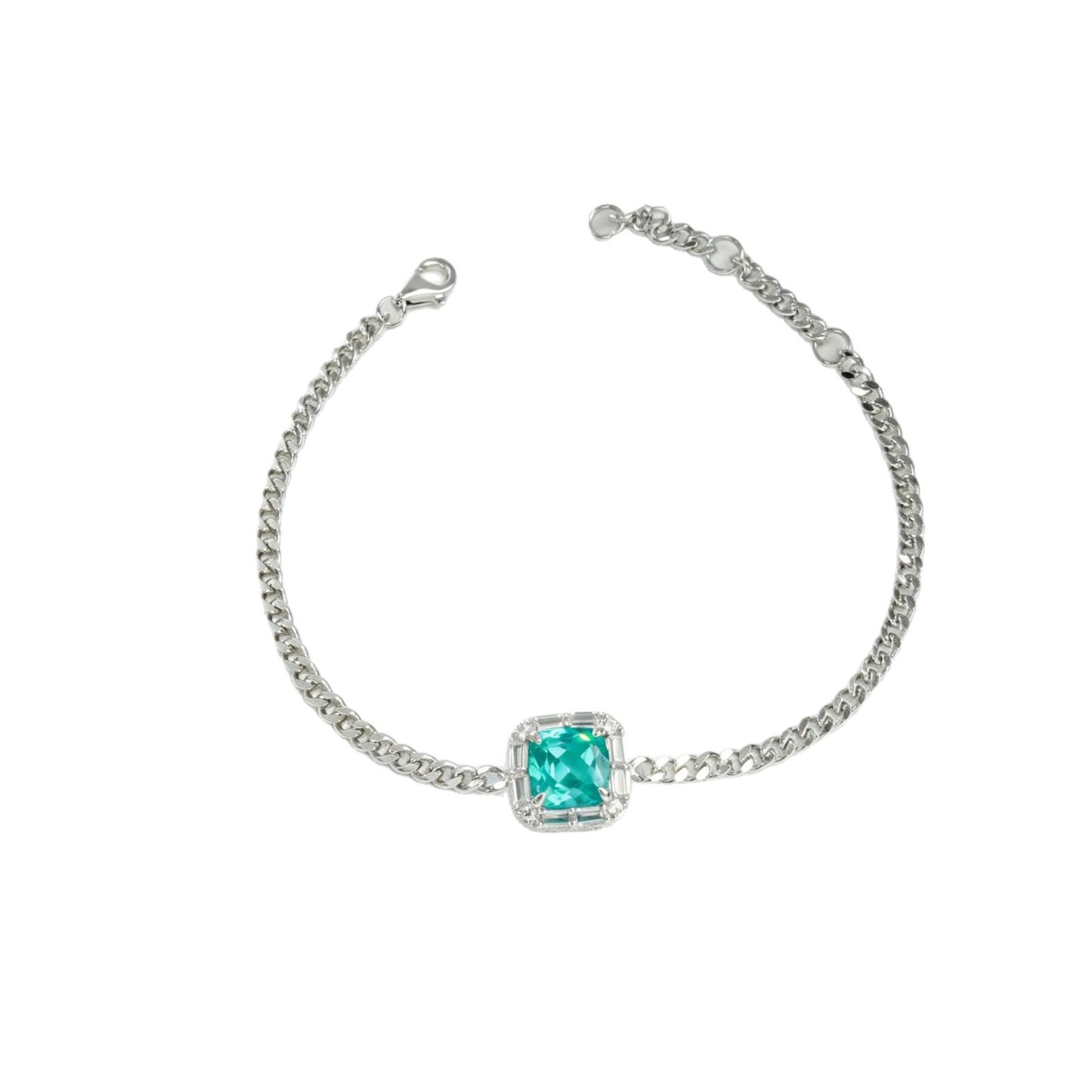 925 Sterling Silver Paraiba Green Garnet Bracelet, Natural - Photo 5