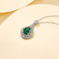 S925 Lab Emerald Teardrop Necklace, Sterling Silver Versatile - Photo 4