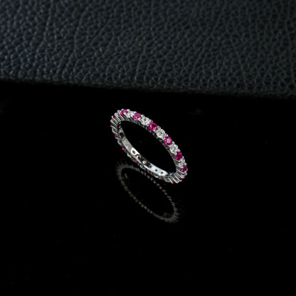 Ring Blue Red Yellow S925 Silver Fine Pave Diamond, Premium Simple Unique - Photo 2