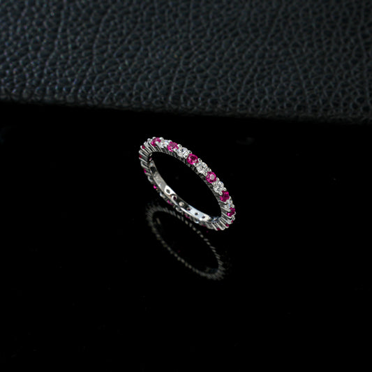 Ring Blue Red Yellow S925 Silver Fine Pave Diamond, Premium Simple Unique - Photo 2