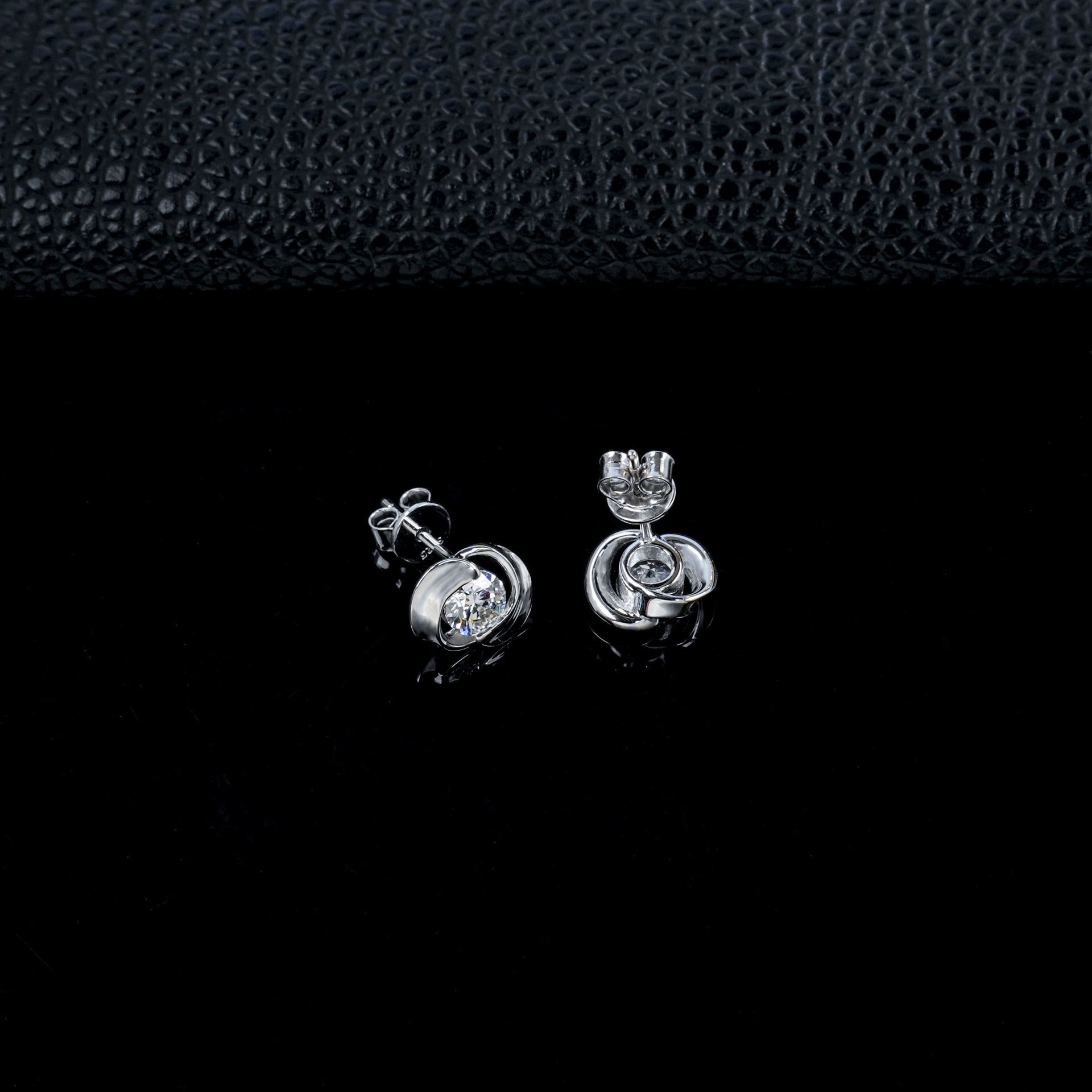 S925 Silver Spinning Rose Lab Diamond Stud Earrings, Flower Diamond Earrings - Photo 4
