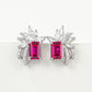 S925 Sterling Silver Lab Ruby Square Earrings, Premium Versatile Bestie - Photo 5