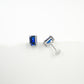 S925 Sterling Silver Lab Sapphire Square Earrings, Minimalist Bestie Birthday - Photo 3