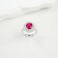 925 Sterling Silver White-Gold Lab Ruby Double-Halo Ring, Premium - Photo 6