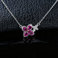 S925 Silver Ruby Four-Petal Flower Butterfly Pendant, Small Butterfly Simple - Photo 3
