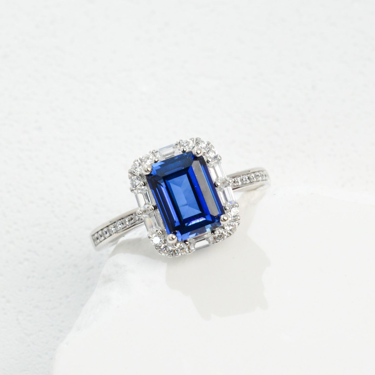 925 Sterling Silver Lab Sapphire Ring, Versatile Premium Gentle - Photo 6