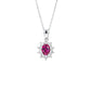 Classic Rose Red Ruby Diamond Silver Necklace, Vintage Premium Elegant - Photo 5