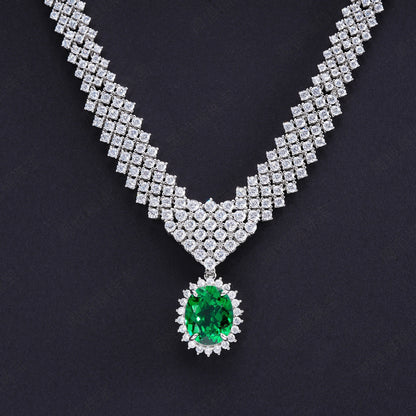 Tsavorite Necklace 925 Silver Vintage - Photo 3