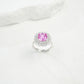 S925 Sterling Silver Lab Padparadscha Sparkly Pave Ring, Elegant for Women - Photo 4