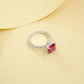 Lab coloured Gemstone Ring Premium Princess-Cut Ruby Silver, Birthday Gift for Bestie - Photo 3