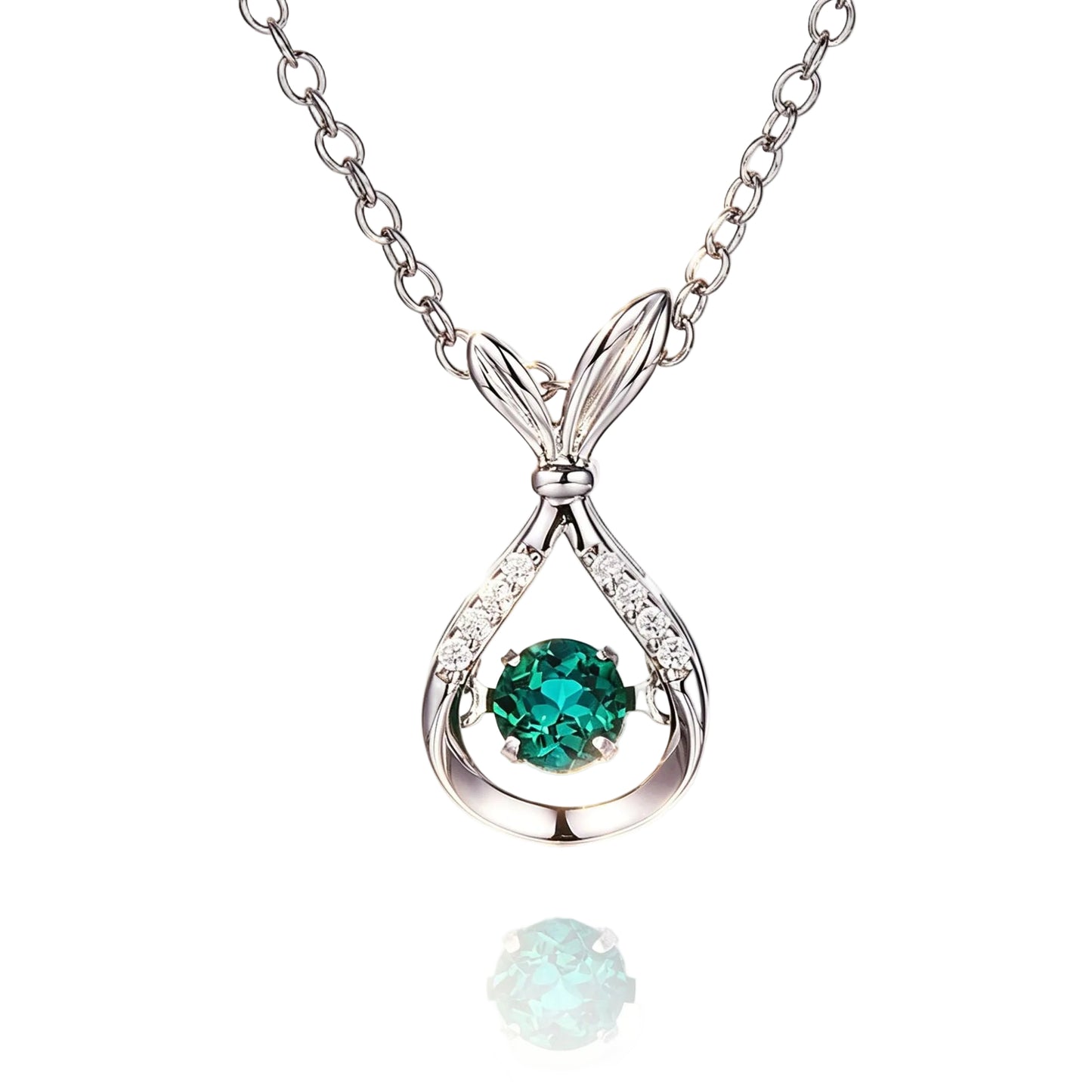 S925 Silver Hollow Lucky Bag Emerald Necklace, Small Gentle Simple - Photo 1