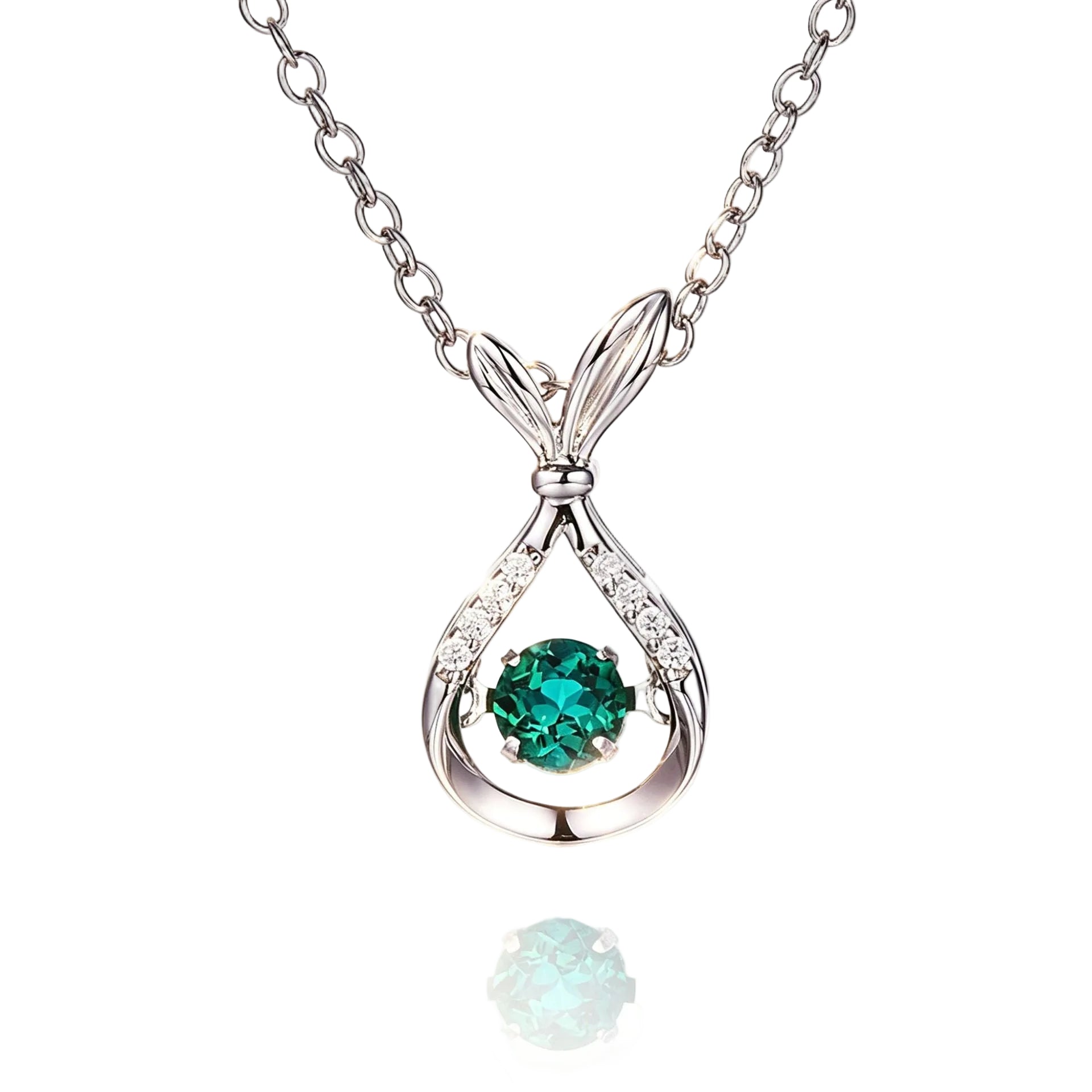 S925 Silver Hollow Lucky Bag Emerald Necklace, Small Gentle Simple - Photo 1