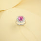 925 Sterling Silver Lab Padparadscha Ring, Luxurious Inlay Gift for Women - Photo 2