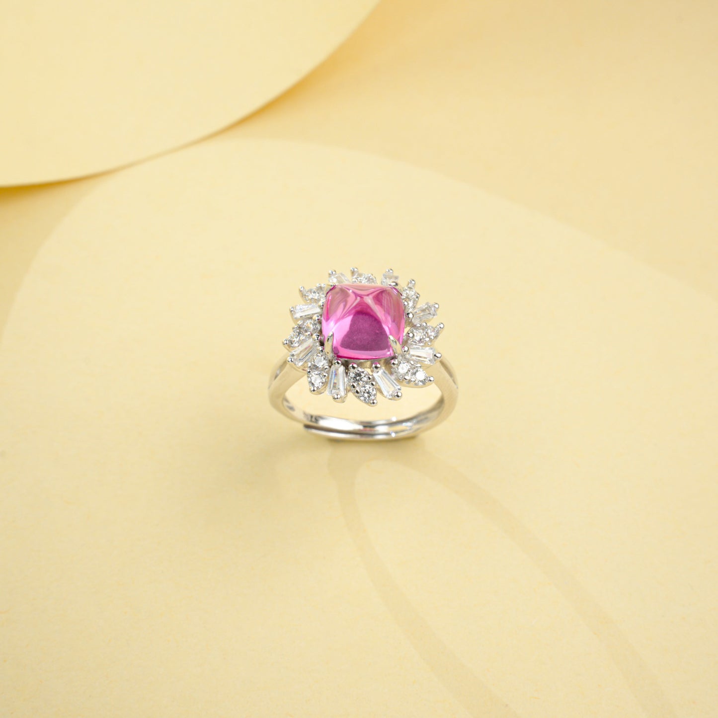 925 Sterling Silver Lab Padparadscha Ring, Luxurious Inlay Gift for Women - Photo 2