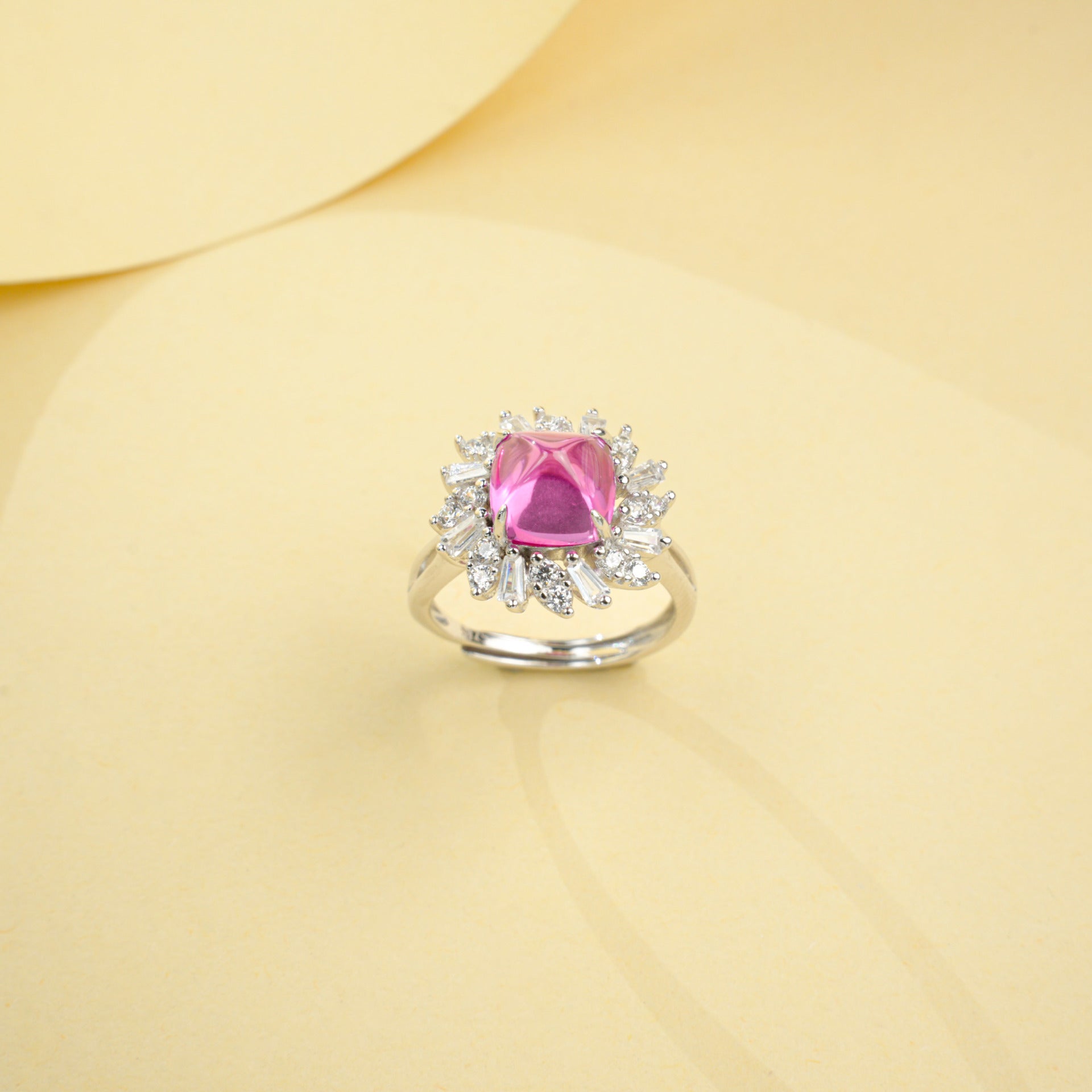925 Sterling Silver Lab Padparadscha Ring, Luxurious Inlay Gift for Women - Photo 2