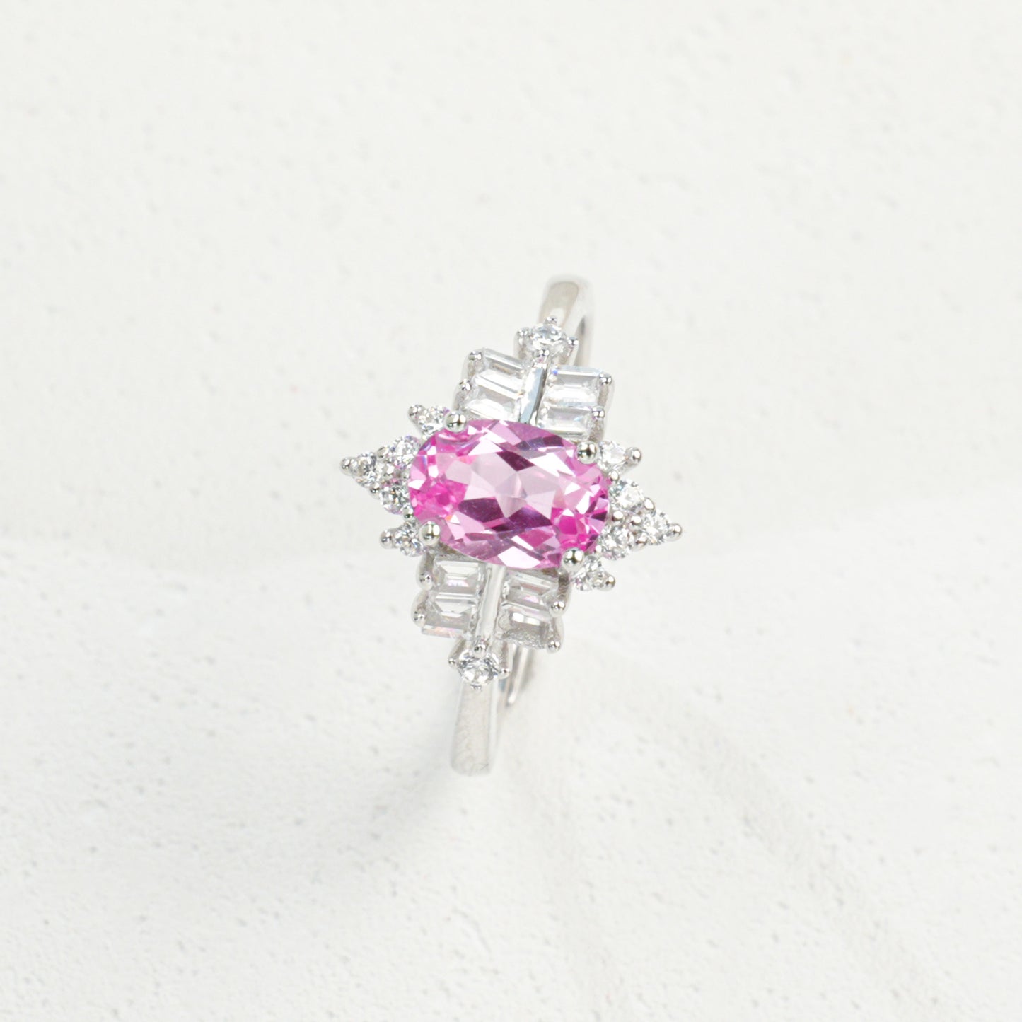 S925 Silver Padparadscha Pink Sapphire Ring, Stone Elegant Ring - Photo 5