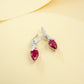 S925 Sterling Silver Lab Ruby Stud Earrings, Princess Versatile for Women - Photo 4