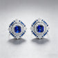 925 Sterling Silver Lab Sapphire Octagon Halo Earrings, Vintage Versatile - Photo 4