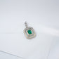 S925 Silver Lab Emerald Necklace Square Premium - Photo 3
