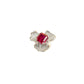 925 Sterling Silver Lab Ruby Square Three-Petal Ring, Premium Designer - Photo 5
